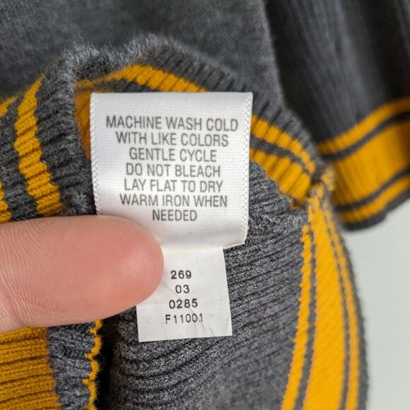 Vintage Y2K Converse Sweater Striped Blokecore Collegiate Ivy Gray Yellow XS - Picture 10 of 11